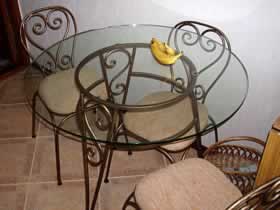 Forged table, a chair